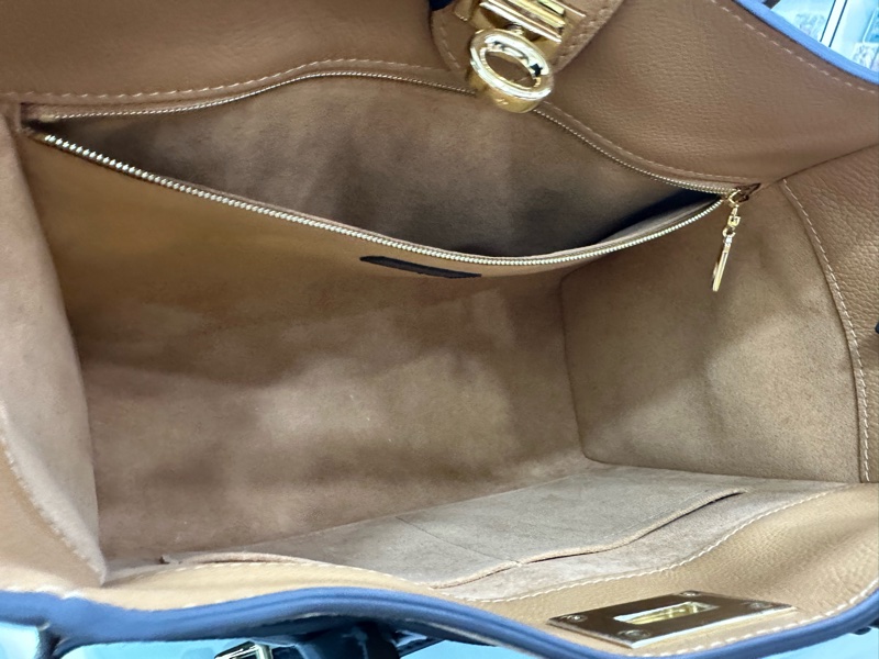 lv路易威登on my side老花拼棕黃中型手袋 閒置 帶膜 尺寸:30.5*24.5*14cm-8