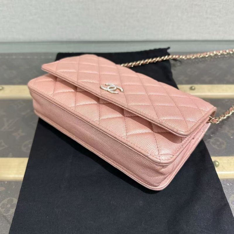 ✨CHANEL 幻彩粉貝母扣woc肩背斜背包 19*12*4 98新配件塵袋盒子保卡-4