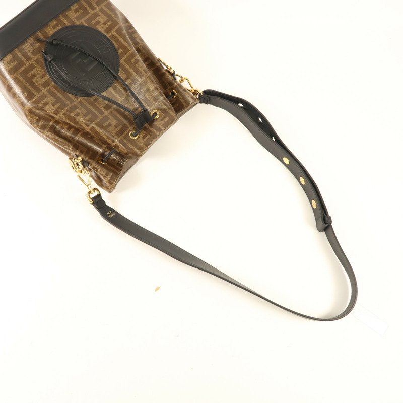 FENDI 塗層帆布MON TRESOR金扣肩背袋-4
