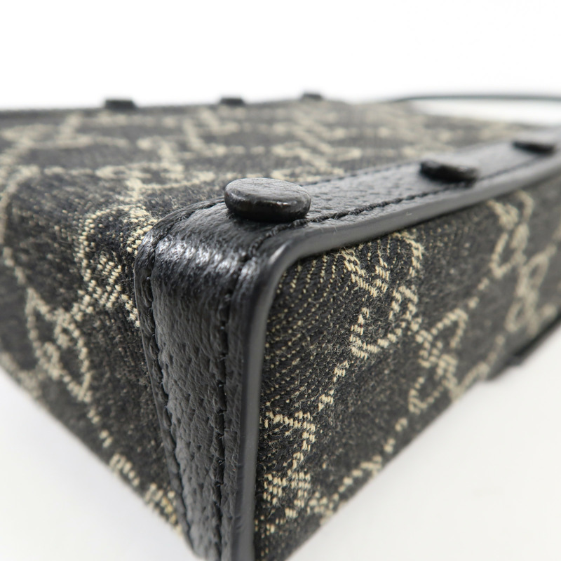 GUCCI 帆布Horsebit 1955 Mini金扣肩背袋-11