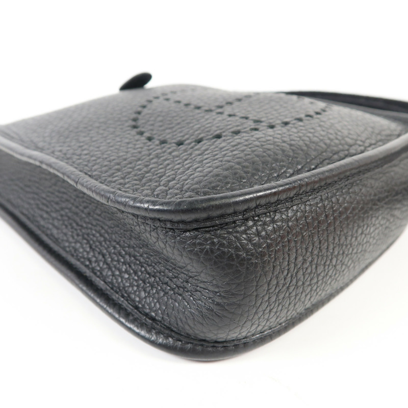 HERMES Clemence皮革Evelyne TPM金扣肩背袋89/Noir-6