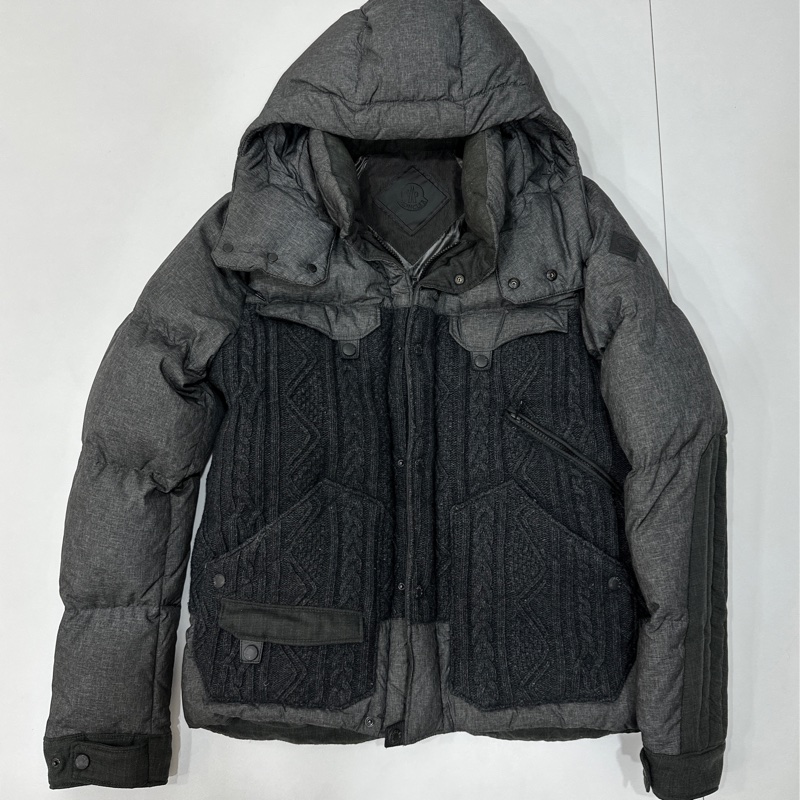 moncler 深灰色 毛線 羽絨外套 外套 夾克 風衣-9