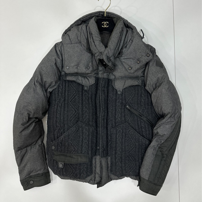 moncler 深灰色 毛線 羽絨外套 外套 夾克 風衣-14