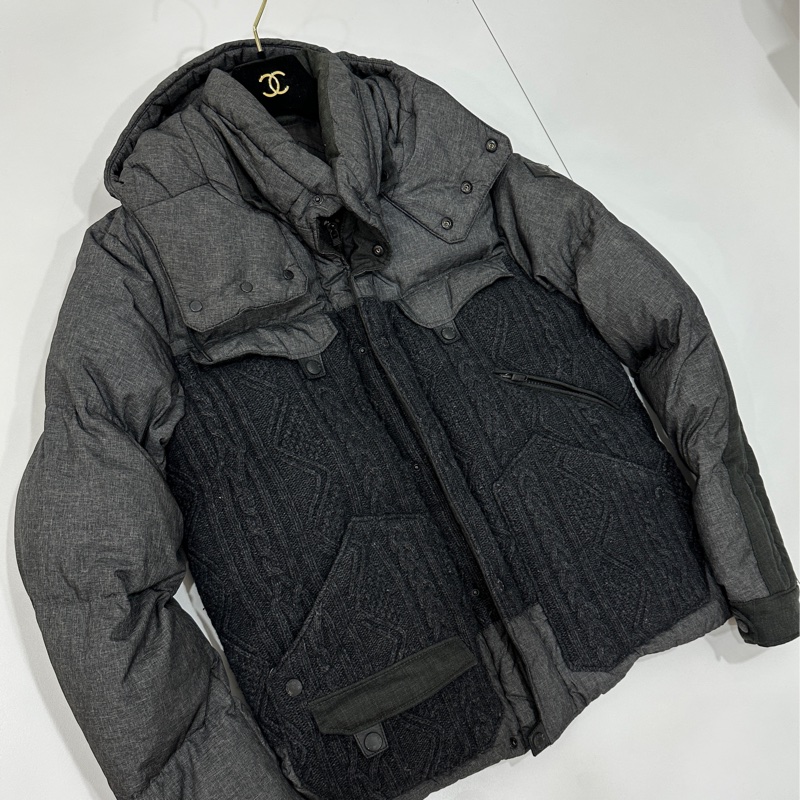 moncler 深灰色 毛線 羽絨外套 外套 夾克 風衣-15