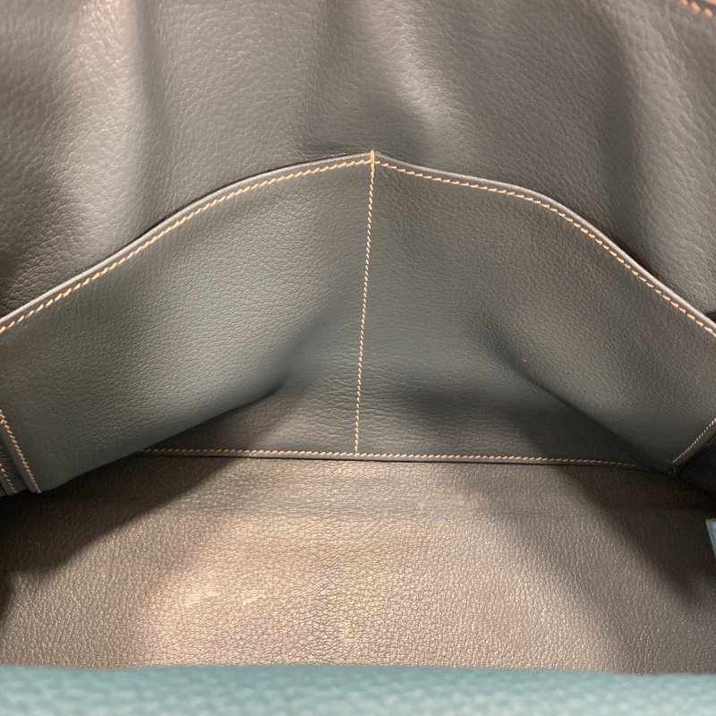 HERMES 愛馬仕 KELLY 32 外縫 🄸刻 皮革 手提包 藍色 銀釦-8