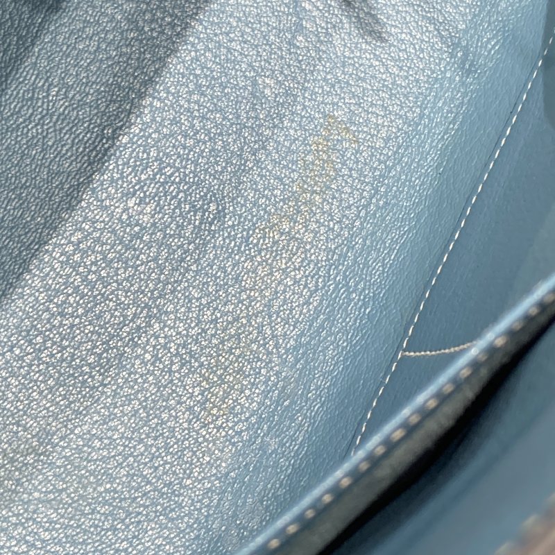 HERMES 愛馬仕 KELLY 32 外縫 🄸刻 皮革 手提包 藍色 銀釦-13