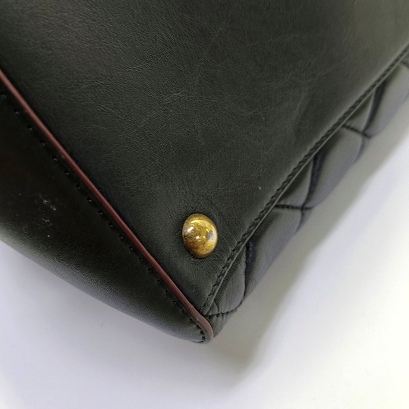 CHANEL托特包 黑色牛皮菱格紋縫線單肩包手提包 金色五金 17開-12