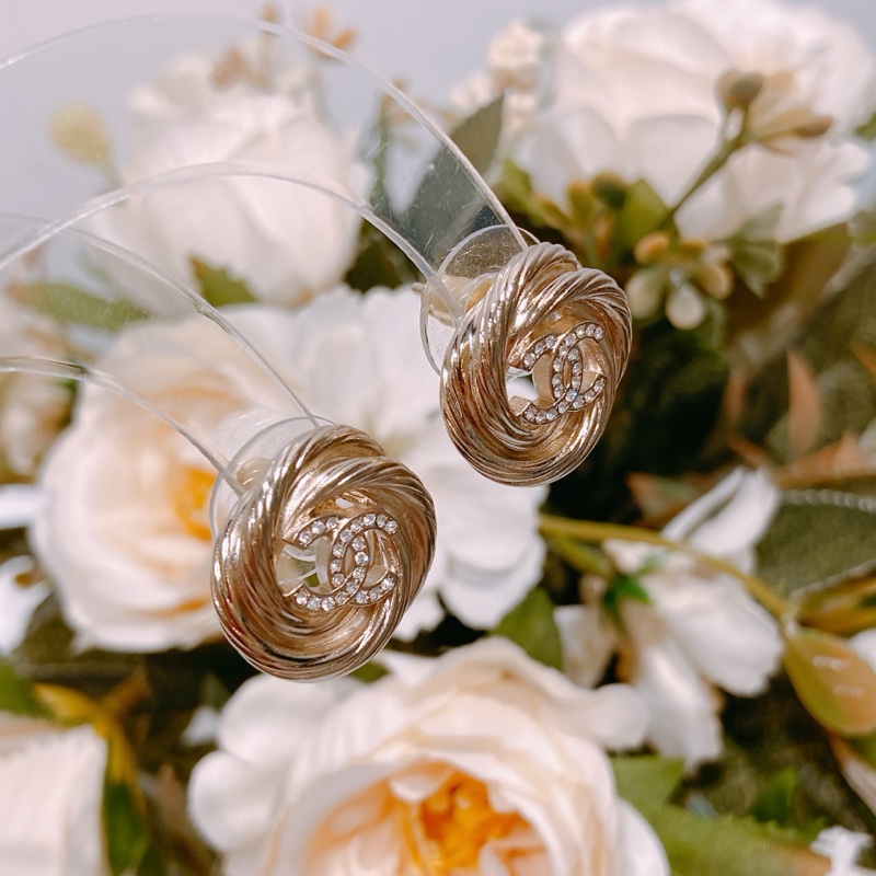 TW4438 Chanel 香奈兒圓形扭紋經典Coco Logo耳環Circle Cc Logo Earrings-2