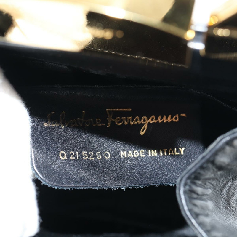 【日本直送】Salvatore Ferragamo Gancini 手提包 皮革 黑金 正品 136667V-10