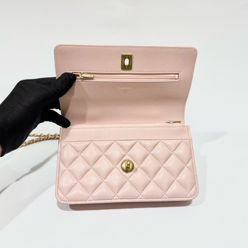 CHANEL粉金羊皮19HANDLE WOC/AP3664-5