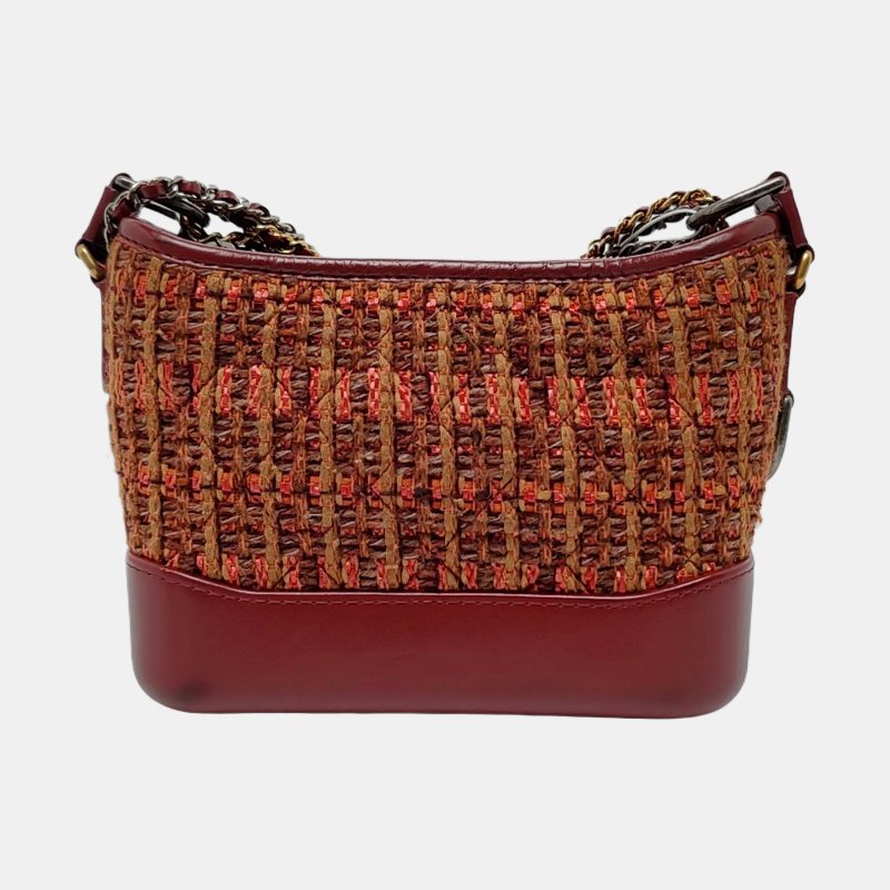 CHANEL GABRIELLE 小號 紅色毛呢菱格紋流浪包單肩包斜挎包 金色銀色釕色五金 25開 可拆卸肩-4