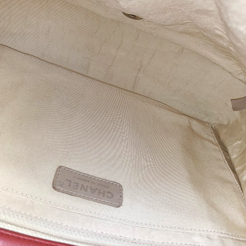 CHANEL CLASSIC FLAP 紅色羊皮菱格紋單肩包斜挎包 銀色五金-7