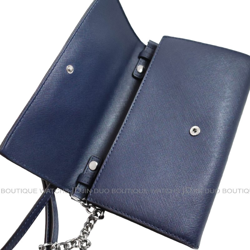 金鐸精品~2479 MICHAEL KORS MK JET SET 深藍色防刮十字皮革紋WOC側肩背包-4
