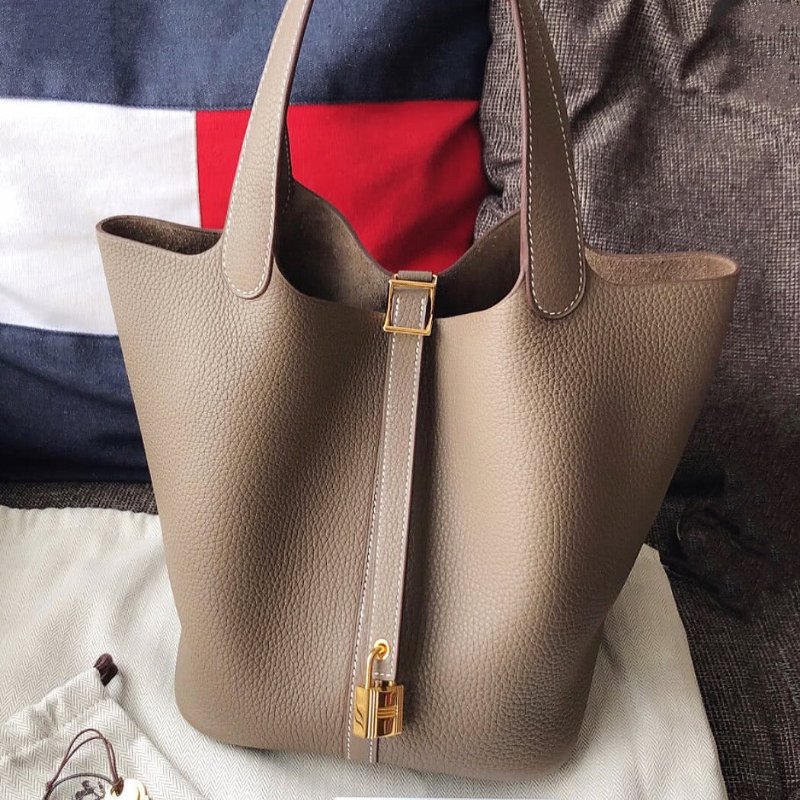 Hermes 愛馬仕 Picotin 22 菜籃子 Etoupe 象灰金釦-0