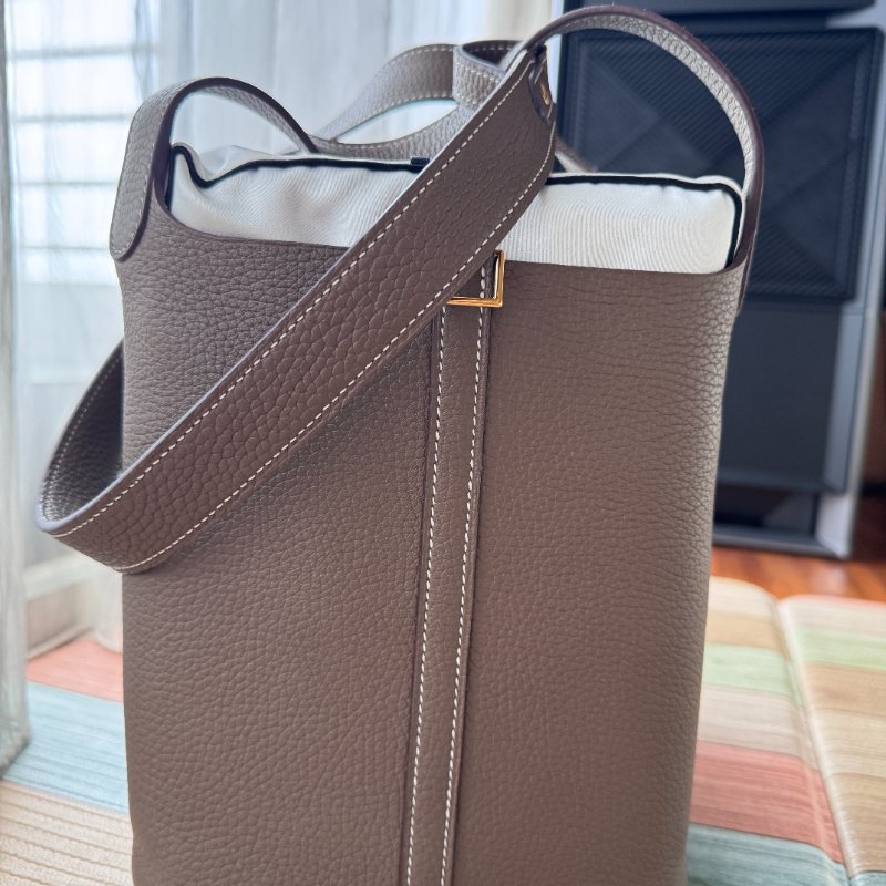 Hermes 愛馬仕 Picotin 22 菜籃子 Etoupe 象灰金釦-7