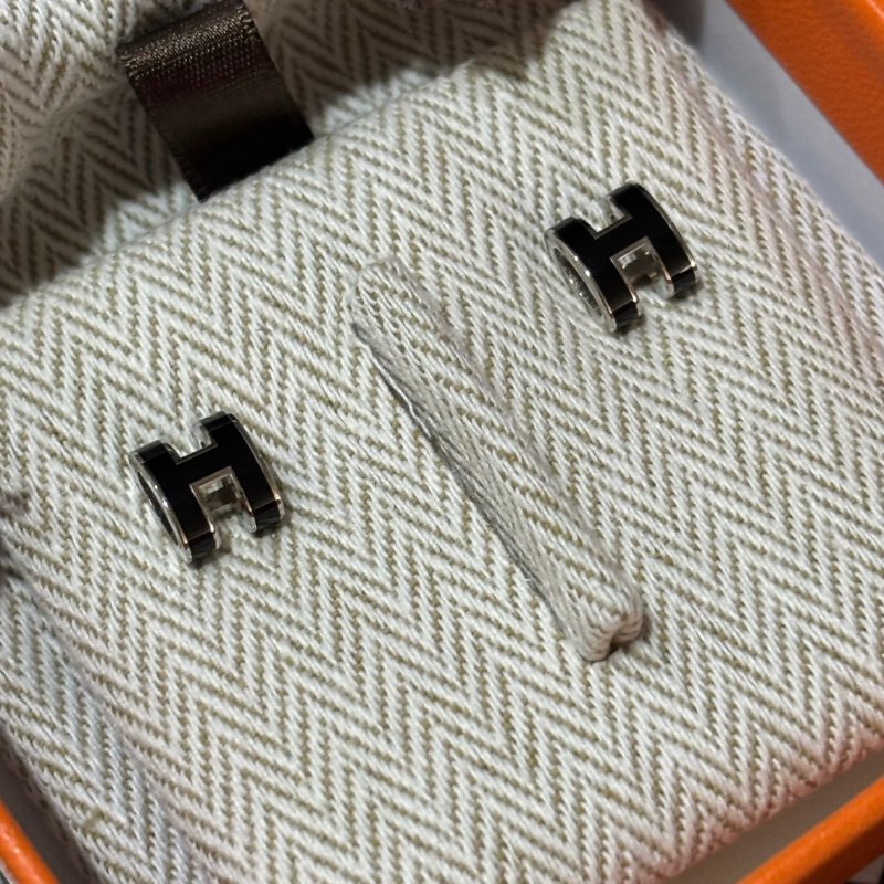 ::HERMES:: POP H MINI 黑銀耳環-1