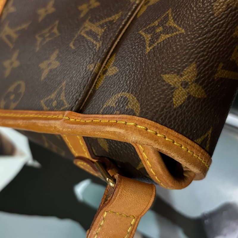 ::LOUIS VUITTON:: LV M42250 咖啡色經典花紋馬鞍斜背包法棍包-9