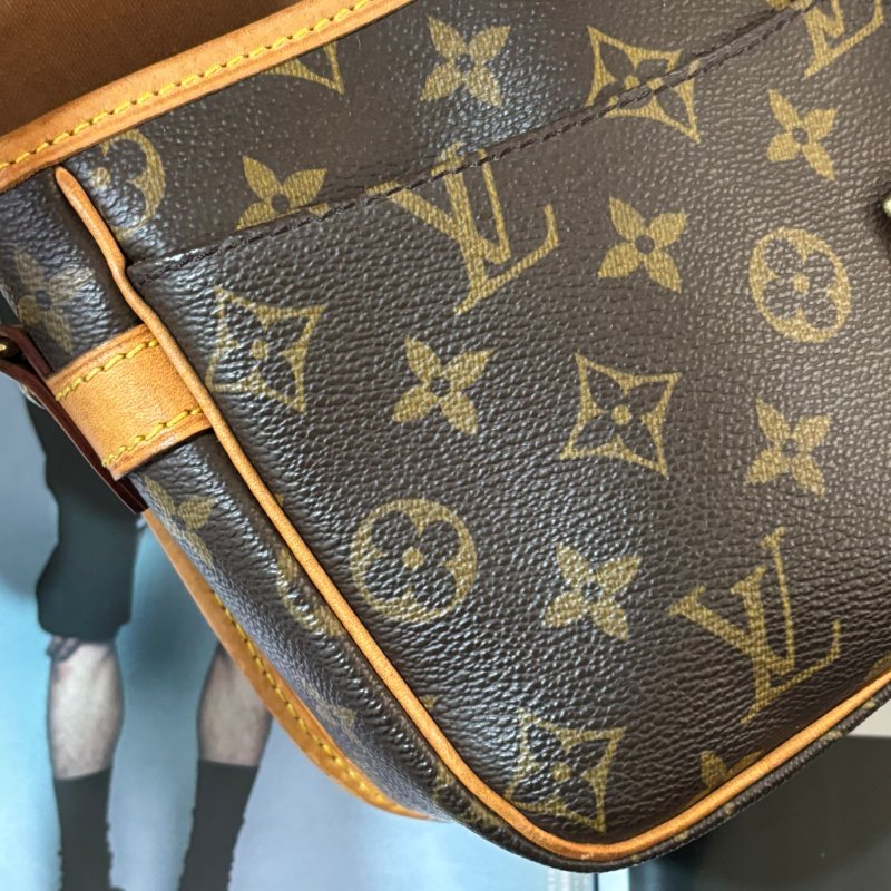 ::LOUIS VUITTON:: LV M42250 咖啡色經典花紋馬鞍斜背包法棍包-38