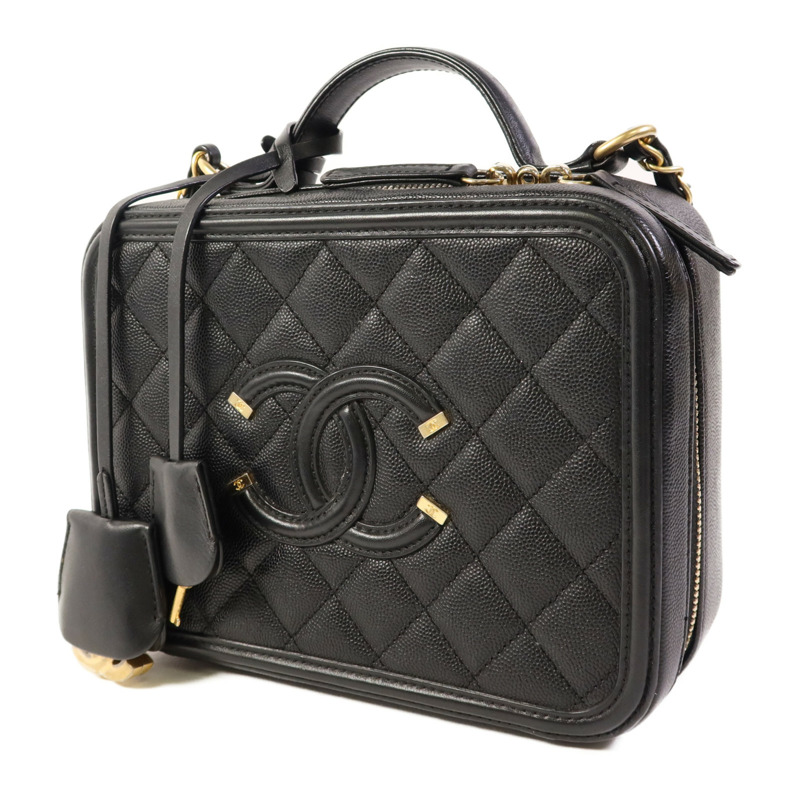 CHANEL 牛皮皮革Vanity Case金扣手挽肩背兩用袋-2