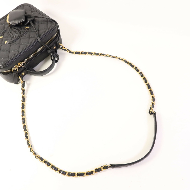 CHANEL 牛皮皮革Vanity Case金扣手挽肩背兩用袋-4