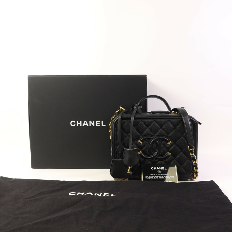 CHANEL 牛皮皮革Vanity Case金扣手挽肩背兩用袋-16