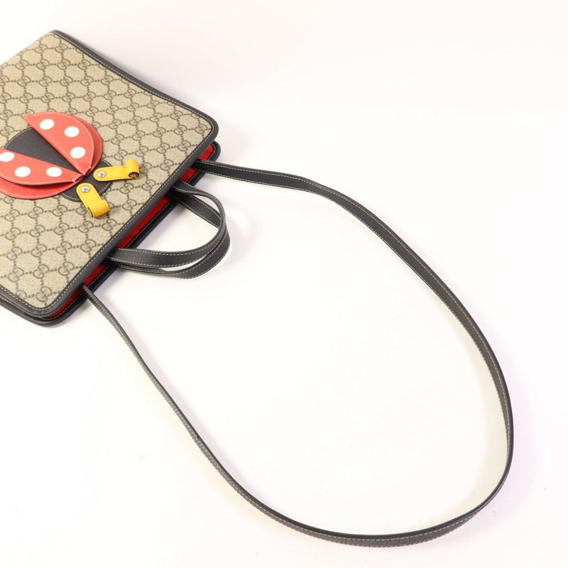 GUCCI 塗層帆布Ladybug Kids Tote Bag銀扣手挽肩背兩用袋-4