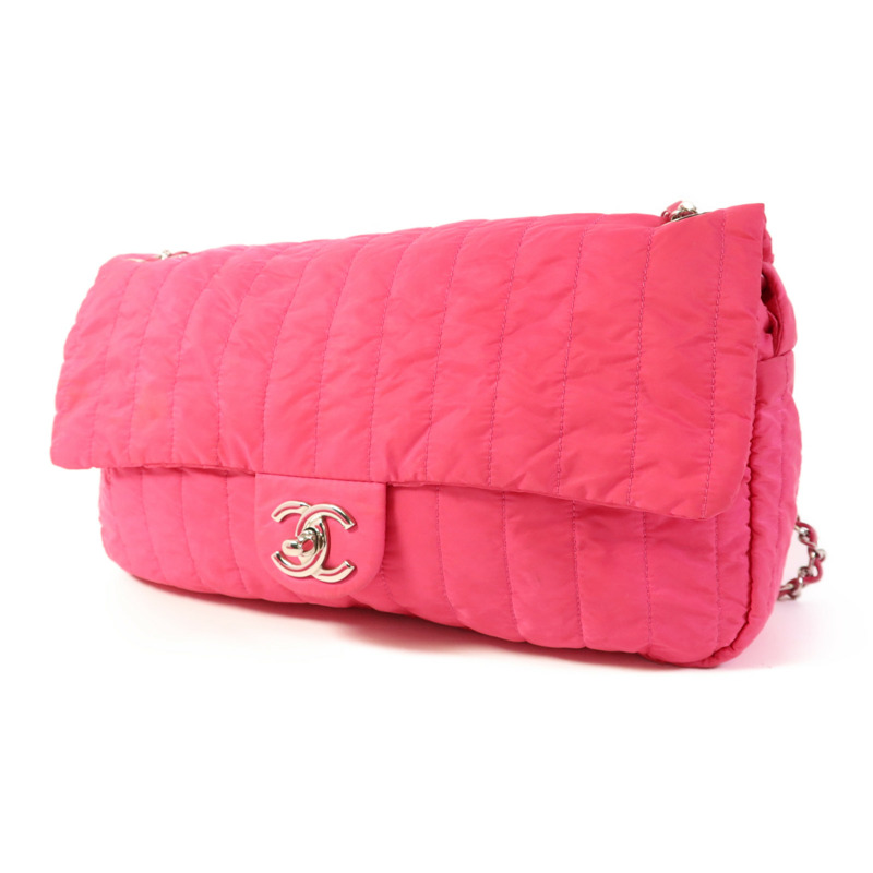 CHANEL 尼龍Shoulder Bag銀扣鏈帶肩背袋-2