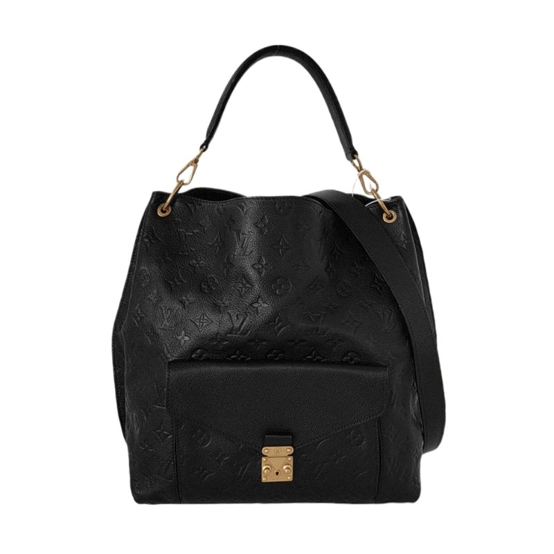 LOUIS VUITTON MÉTIS 黑色牛皮壓紋肩背包 手提包 金色五金 可拆卸肩帶-0