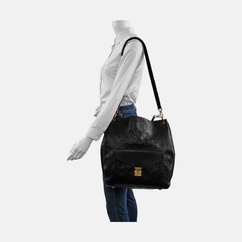 LOUIS VUITTON MÉTIS 黑色牛皮壓紋肩背包 手提包 金色五金 可拆卸肩帶-1