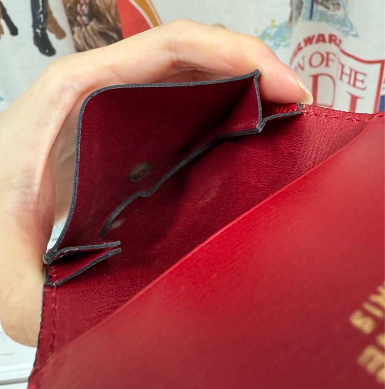 Celine 真皮紅色 零錢包 散紙包 首飾收納包-5