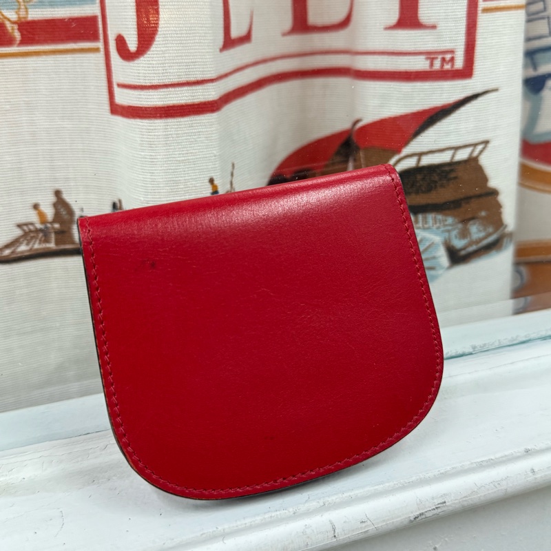 Celine 真皮紅色 零錢包 散紙包 首飾收納包-6