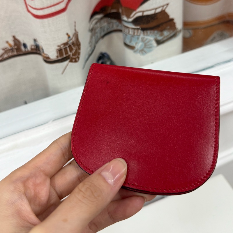 Celine 真皮紅色 零錢包 散紙包 首飾收納包-7