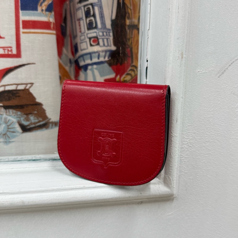 Celine 真皮紅色 零錢包 散紙包 首飾收納包-12