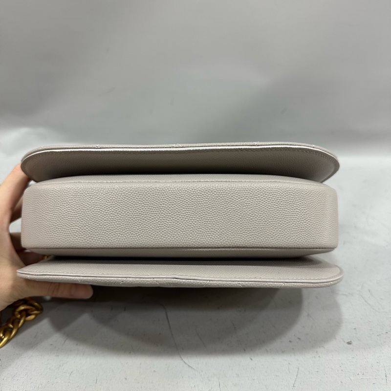 Chanel as2485 大象灰荔枝皮金釦馬鞍包 斜背包-3