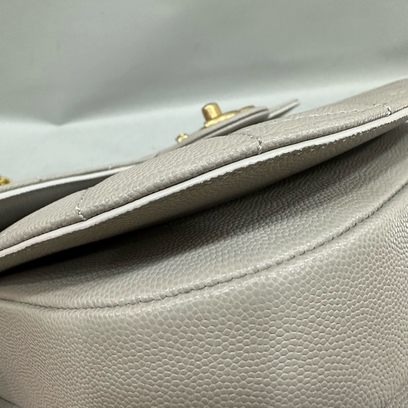 Chanel as2485 大象灰荔枝皮金釦馬鞍包 斜背包-9