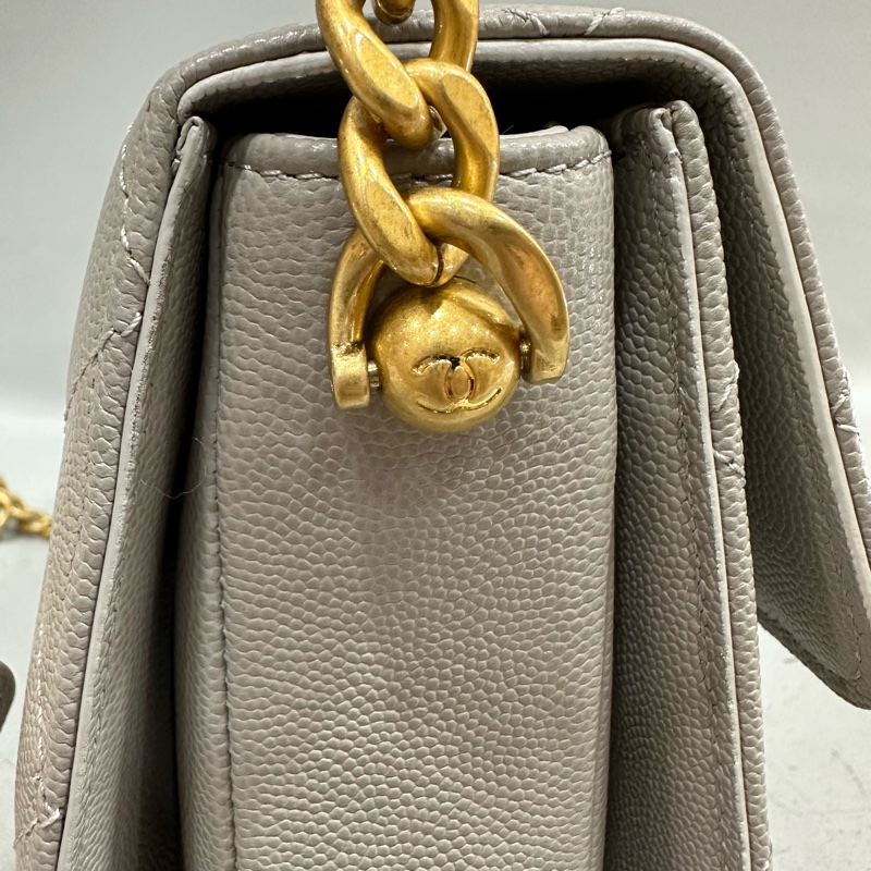 Chanel as2485 大象灰荔枝皮金釦馬鞍包 斜背包-12