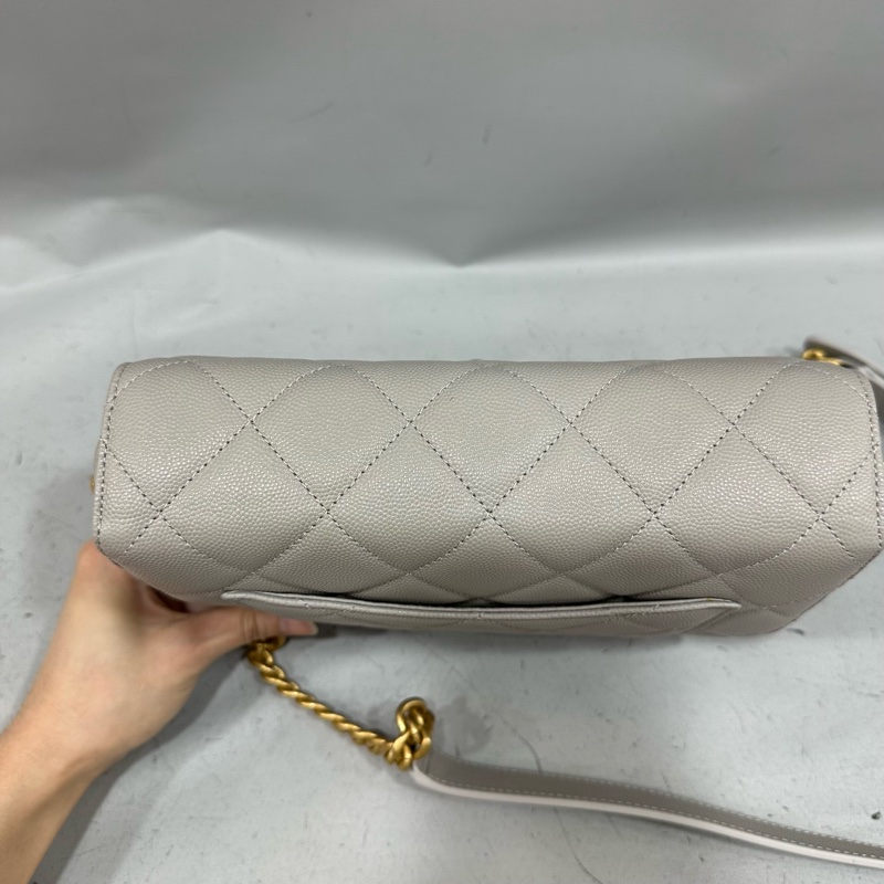 Chanel as2485 大象灰荔枝皮金釦馬鞍包 斜背包-15