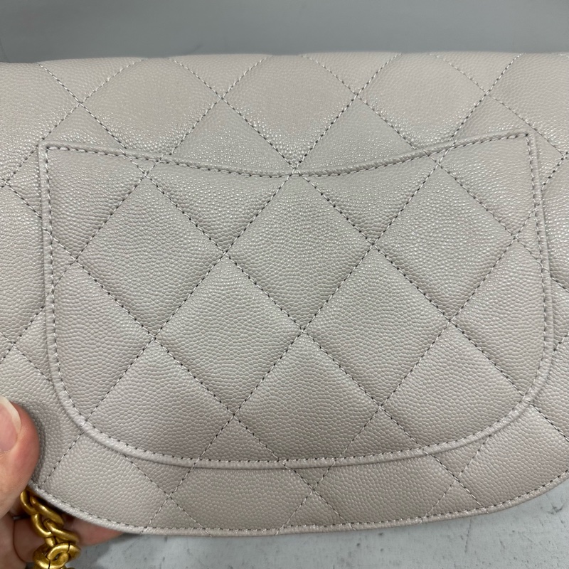 Chanel as2485 大象灰荔枝皮金釦馬鞍包 斜背包-16