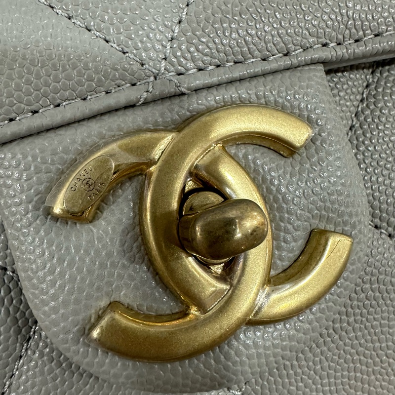 Chanel as2485 大象灰荔枝皮金釦馬鞍包 斜背包-17