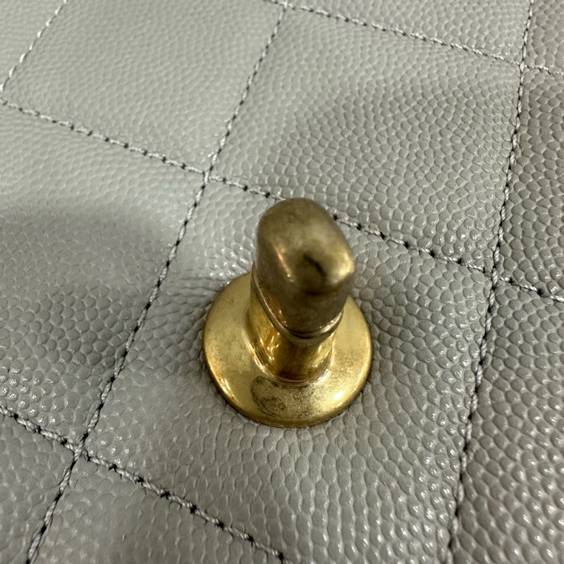 Chanel as2485 大象灰荔枝皮金釦馬鞍包 斜背包-19