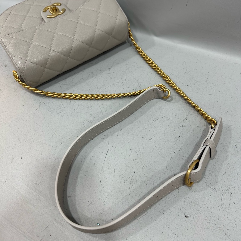 Chanel as2485 大象灰荔枝皮金釦馬鞍包 斜背包-30