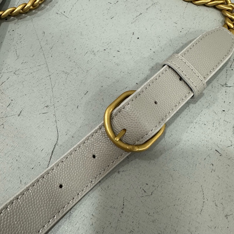 Chanel as2485 大象灰荔枝皮金釦馬鞍包 斜背包-31