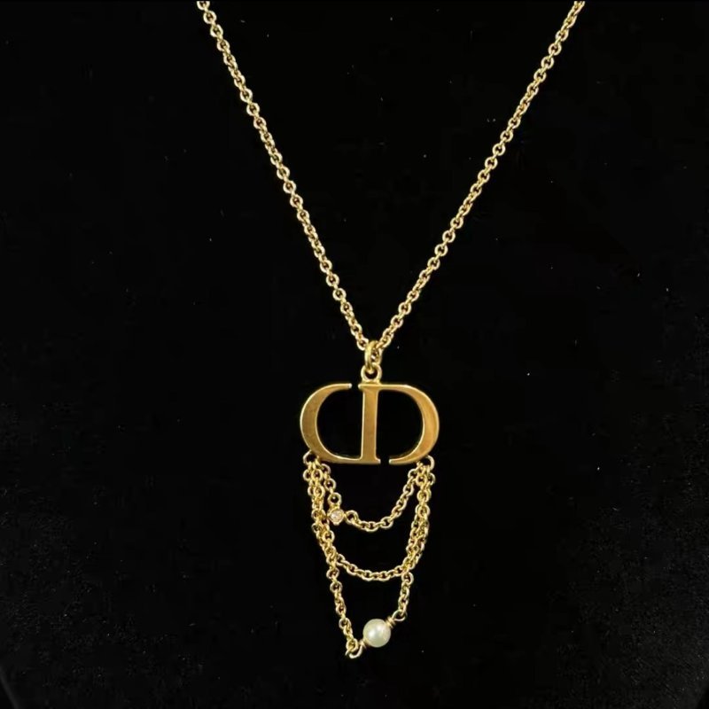 DIOR 金色CD珍珠項鏈 49cm 99新配件收納袋-2