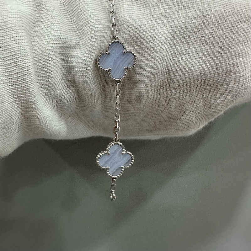 Vca 紫玉隨銀邊五花手鏈-3