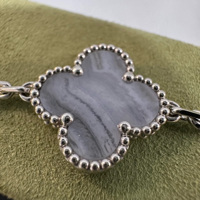 Vca 紫玉隨銀邊五花手鏈-6