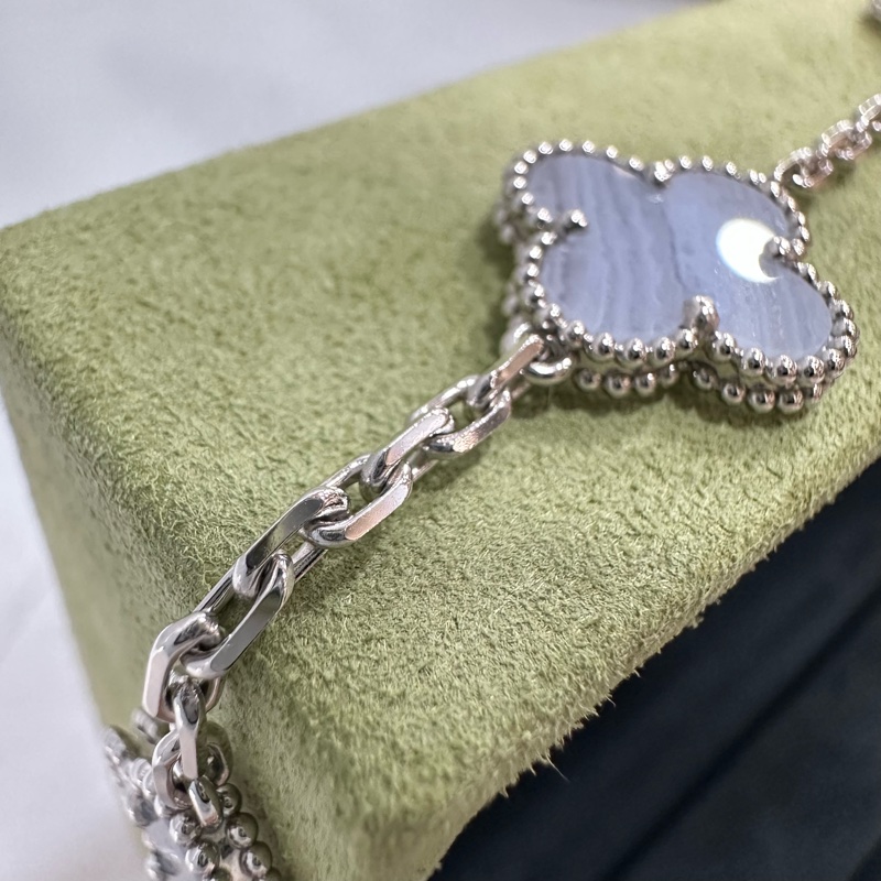 Vca 紫玉隨銀邊五花手鏈-11