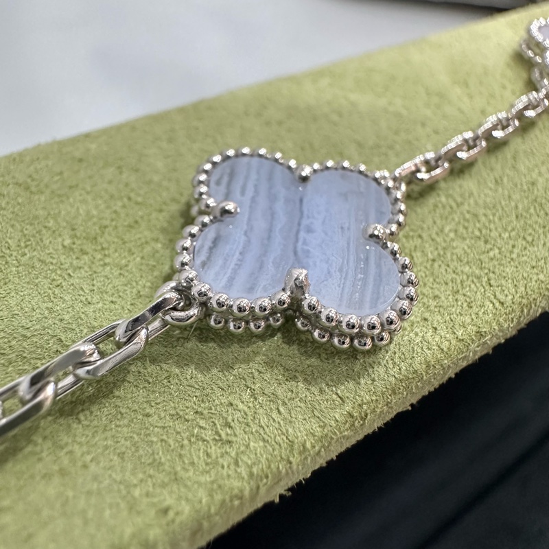 Vca 紫玉隨銀邊五花手鏈-12