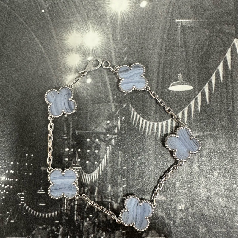 Vca 紫玉隨銀邊五花手鏈-21