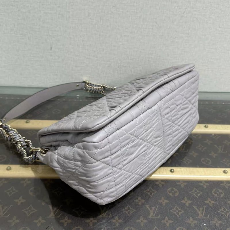 DIOR 金扣皺褶菱格紋肩背腋下hobo包 29*20*12 98新-2