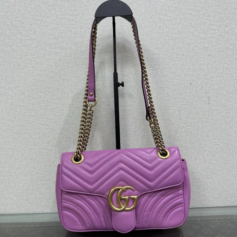 GUCCI Marmont紫金馬蒙26鍊條包 26*15*7 98新-0